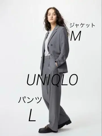 유니클로 더블 자켓 팬츠 상하의 세트 셋업 그레이 새상품급