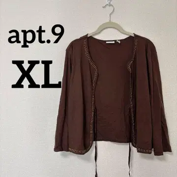 새상품급 apt.9 [ XL ] 브라운 비즈 장식 가디건
