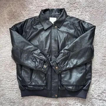 Java 콜라보 인조 가죽 블루종 자켓 M 사이즈 블랙