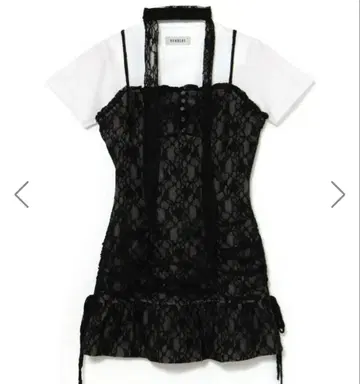 BUBBLES 버블스 레이스 개더 원피스 블랙