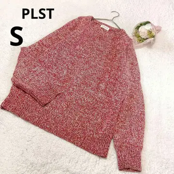 PLST 니트 남성용 빨흰 면 상의 플라스테 레드 혼합