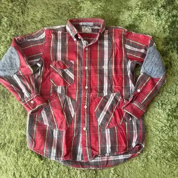 EVISU 버튼 다운 체크 플란넬 셔츠