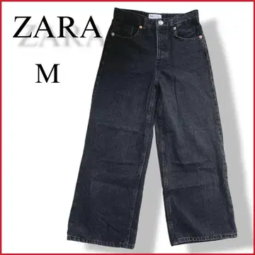 ZARA 하이웨스트 와이드 레그 블랙 데님 하이 라이즈 블랙 와이드 팬츠