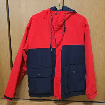 나일론 자켓 빨강/네이비 후드 부착