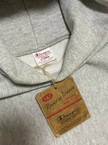 Champion 빨간 택 Reverse Weave 그레이 후드티 XL