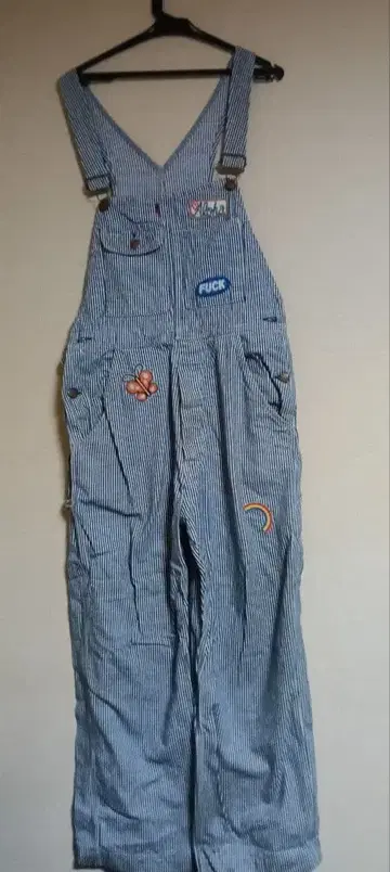 스트라이프 패턴 블루 오버롤 FREE 남성용