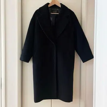 [ nano universe ] 더블 브레스트 체스터 코트 블랙 울 코쿤