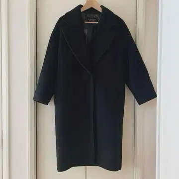 [ nano universe ] 더블 브레스트 체스터 코트 블랙 울 코쿤