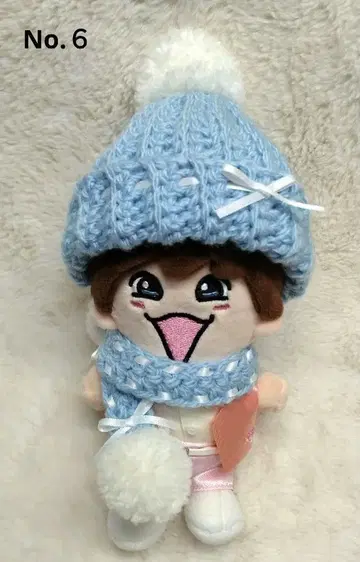 No.6 나니와단시 치비누이 니트 모자 & 머플러 블루 화이트
