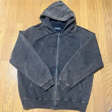 CLEL 다크 브라운 풀 집업 후드티 남성용 M