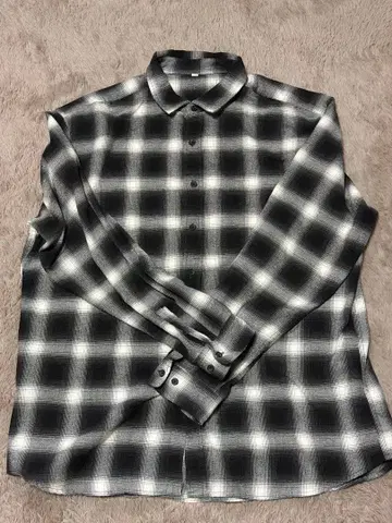 2XL 블랙과 화이트 체크 무늬 플란넬 셔츠