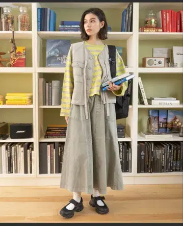 니코앤드 벨트 모듬 스커트 그린