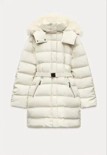 ZARA WIND PROTECTION 세미롱 기장 후드 부착 다운 자켓