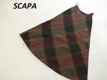 컨디션 최상 SCAPA 스캐파 울 체크 롱 스커트 38