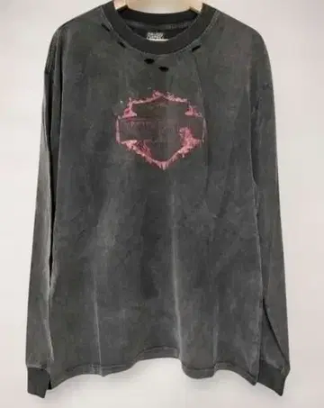 HARLEY-DAVIDSON 데미지 가공 긴팔 티셔츠 롱 T