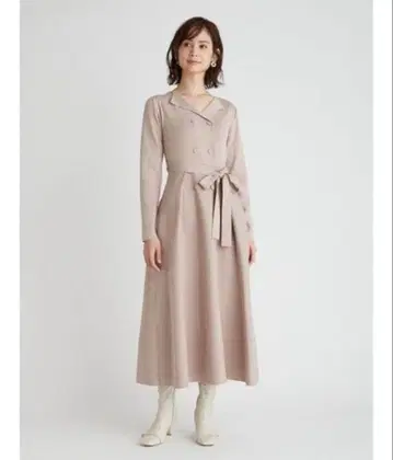 [ CELFORD ] 트렌치풍 니트 원피스 S 핑크 베이지