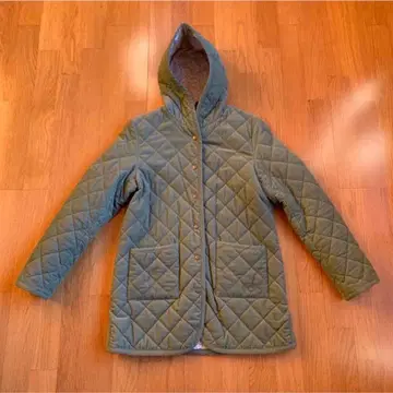 골든 베어 퀼팅 자켓 L 올리브 그린 후드 부착