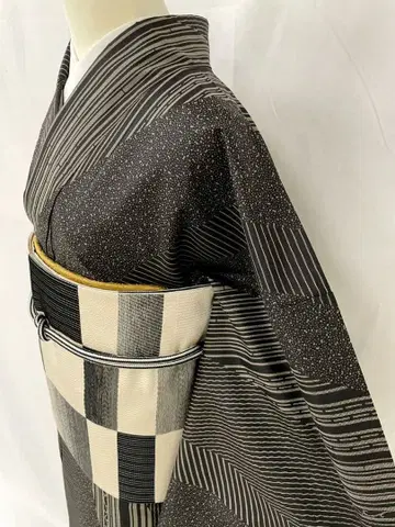 새상품급 순수 실크 이중 기모노 발염 오시마 명주 창작 호몬기 단품