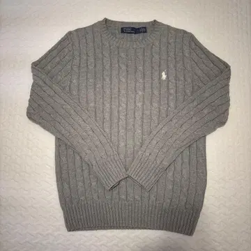 랄프 로렌 케이블 니트 코튼 스웨터 그레이 M 사이즈