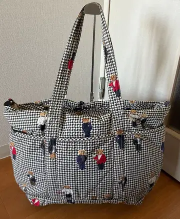 랄프 로렌 폴로베어 하운드투스 체크 토트 백