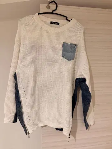 니트 데님 콤비 긴팔 상의 Roger&Raw