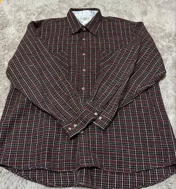 LCBC 버건디 체크 무늬 플란넬 셔츠