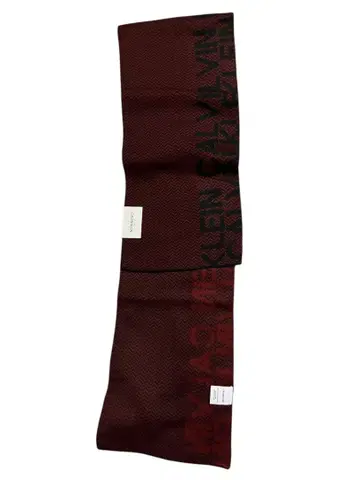 CALVIN KLEIN 다크 레드 블랙 머플러