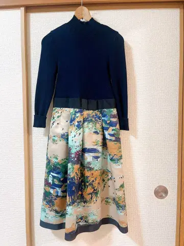 [택 포함] M'sGRACY 원피스 유화 그림체 도킹 원피스 르네