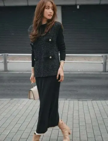 저스길리티 트위디 베스트 니트 원피스 SET