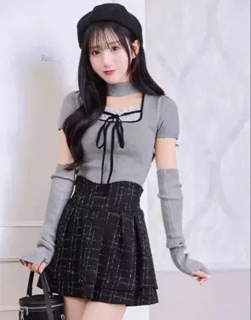 미셸 마카롱 슬림 레그가 되는 트위드 스커트 S 사이즈