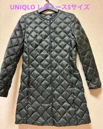 UNIQLO 여성용 S 사이즈 어두운 다크 그린 롱 다운 자켓