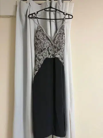 레이스 슬립 드레스 블랙