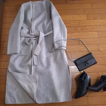 새상품급 어반 리서치 KBF 울 리버서블 노카라 롱 코트