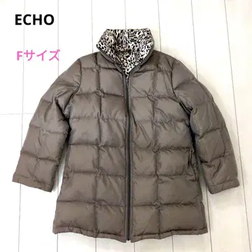 ECHO 다운 F 사이즈 표범 무늬 베이지