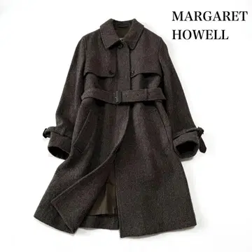 컨디션 최상 마가렛호웰 헤링본 고급 울 코트 미들 기장 벨트