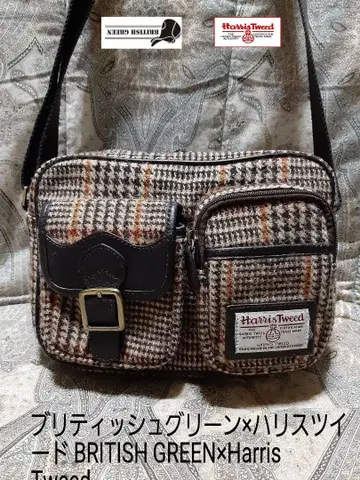 브리티시 그린 x 해리스 트위드 천연 가죽 콤비/사선 숄더백
