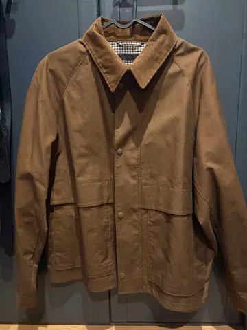 브라운 코듀로이 옷깃 체크 안감 자켓