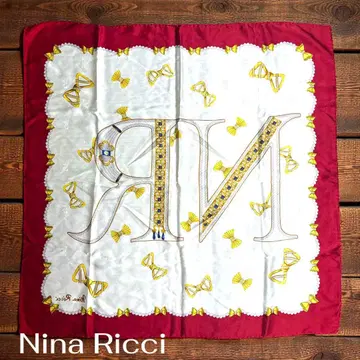Nina Ricci 실크 스카프 화이트/레드