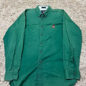 80s 차프스 BD 셔츠 자수 로고 무지 빅 사이즈 그린