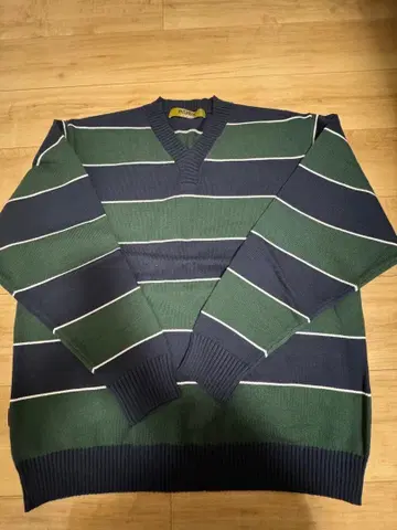 AVIREX V넥 니트 스웨터 스트라이프