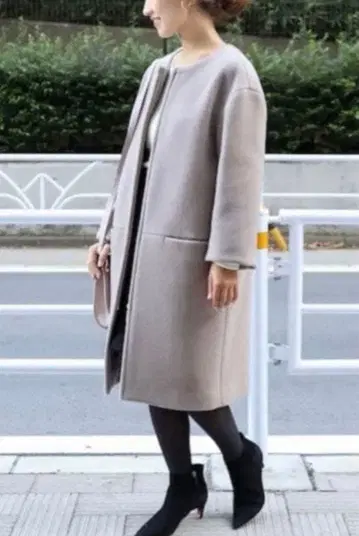 NOBLE 울 혼방 집업 롱 코트 38 M