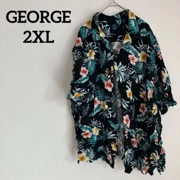 선착순 GEORGE [ 2XL ] 꽃무늬 반팔 셔츠 여름옷 블랙