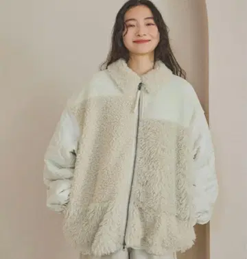 니코앤드 패치워크 보아 블루종 화이트