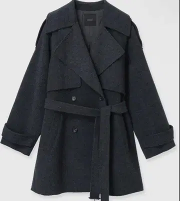 anuans 리버 울 미들 트렌치코트 차콜