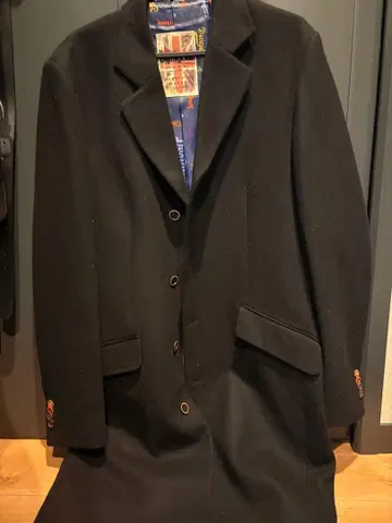 울 피 코트 블랙