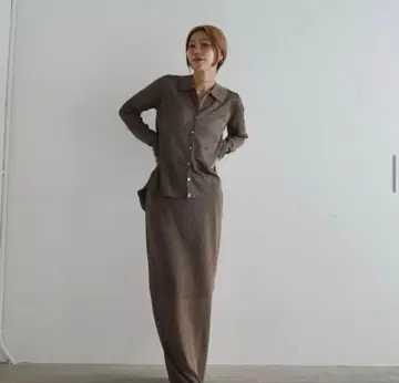 시마무라 hideka 시어 가디건 & 스커트 셋업