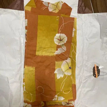 오렌지 계열 꽃무늬 면 유카타