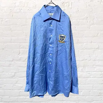 10882 칼빈 클라인 긴팔 셔츠 원 포인트 자수 로고 블루 구제 의류