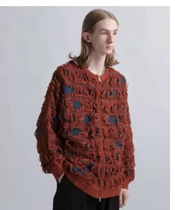 오렌지 프린지 디자인 가디건