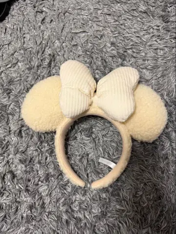 미키 귀 머리띠 스트라이프 리본 포함